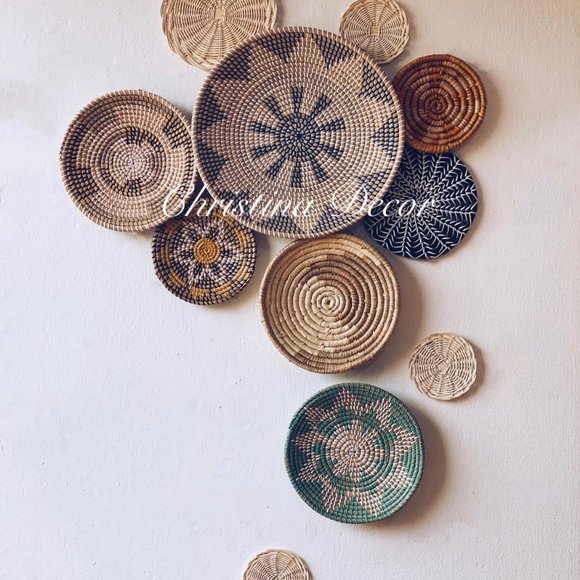 Set of 11Seagrass Wall Basket For Wall Decor Natural African Baskets